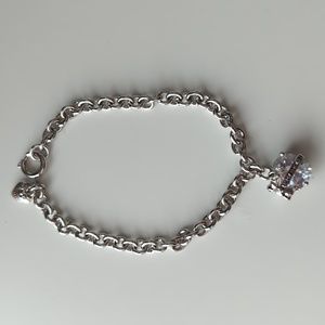 Juicy Couture Silver Chain Bracelet with Heart Charms